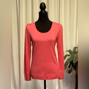 Talbots wool sweater. Salmon pink with a scoop neckline. Size small.